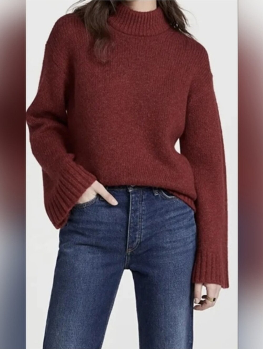 NWT Rebecca Taylor Oversized Alpaca Blend Sweater XS | Burgundy | $465 Retail